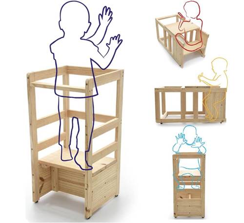 Torre De Aprendizagem Montessoriana Regulagem De Altura 4x1 Premium