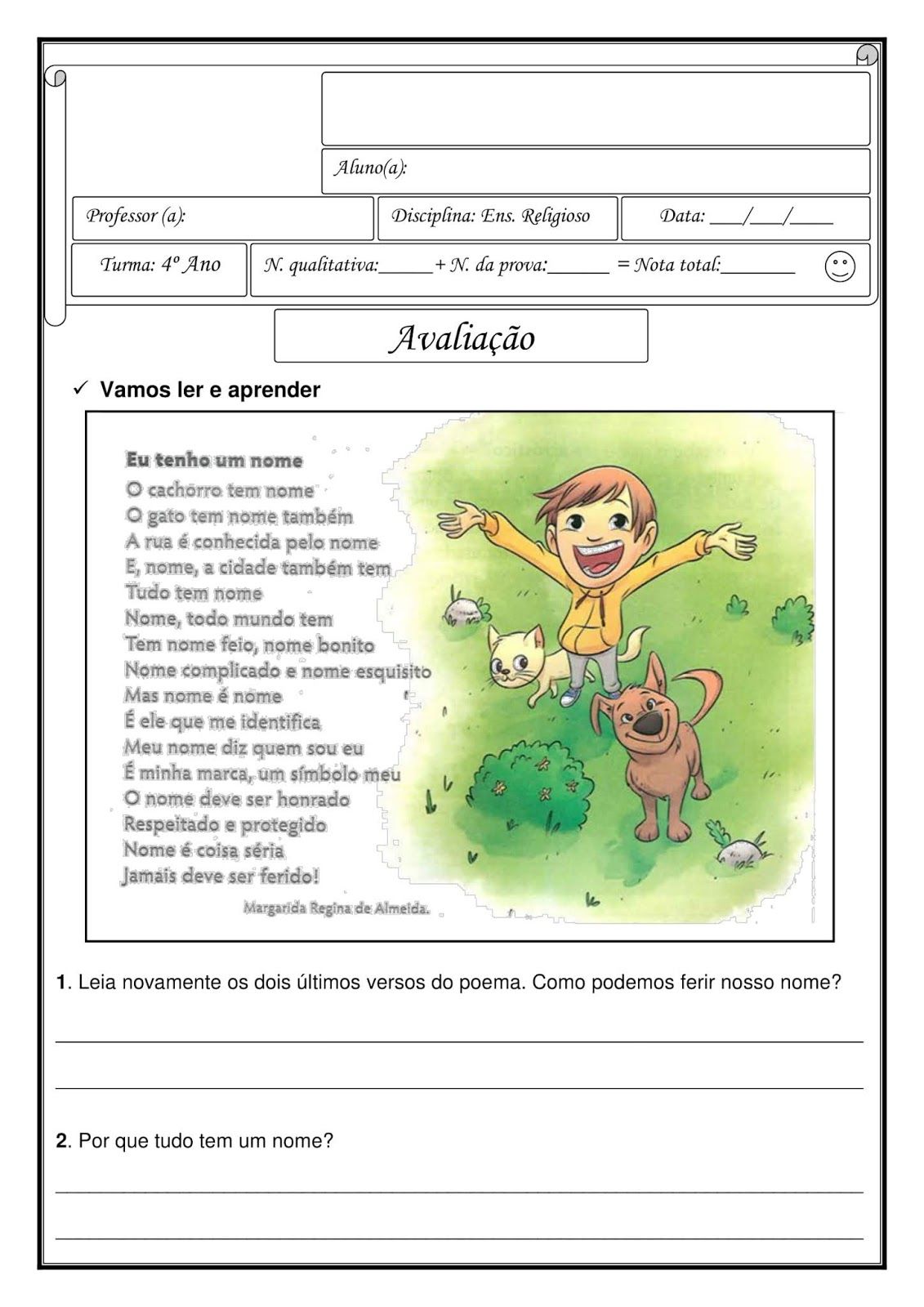 Atividades Ensino Religioso 4 Ano Interpretação de Texto